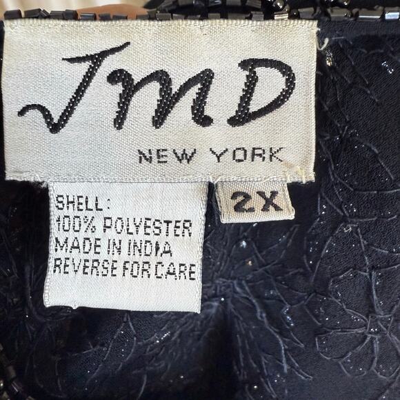 JMD New York Plus sz. 2X navy blue sheer beaded jacket mother of the bride #4164 - Picture 8 of 10